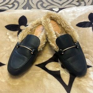 A New Day Black Faux Fur Mules
